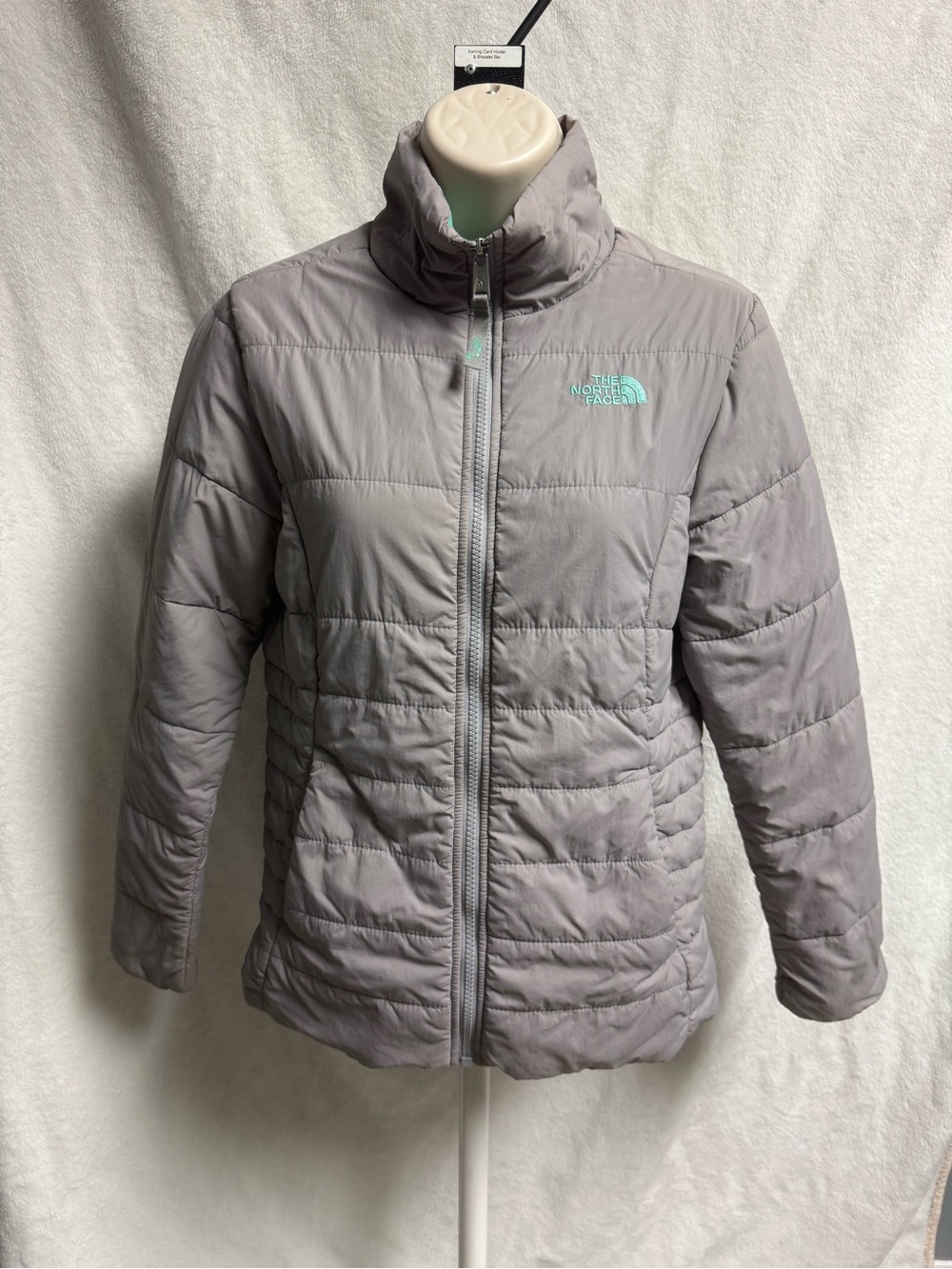 The North Face girls Grey Quilted Insulated Jacket